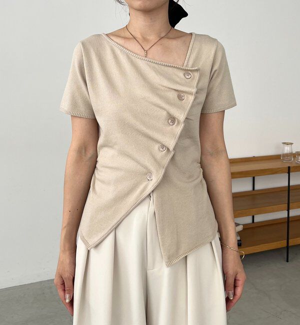  「フリルボタンチビ袖カーディガン」|カーディガン|