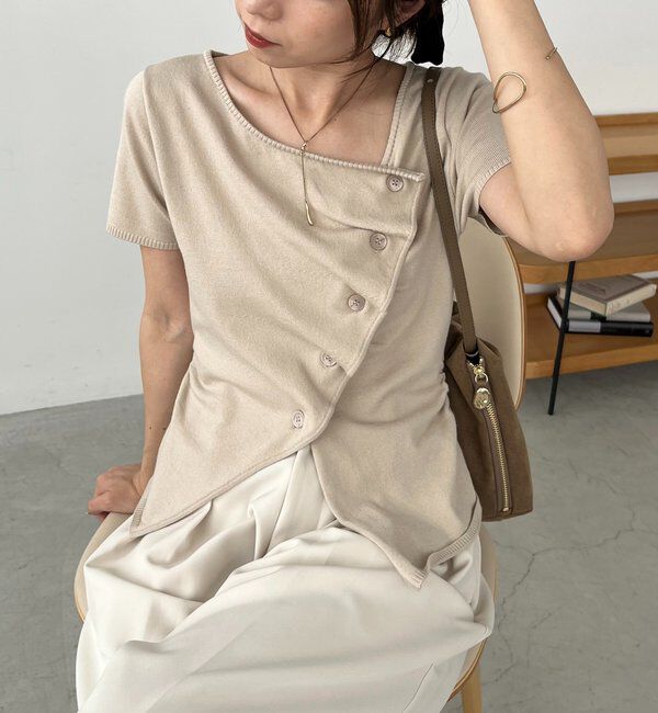  「フリルボタンチビ袖カーディガン」|カーディガン|