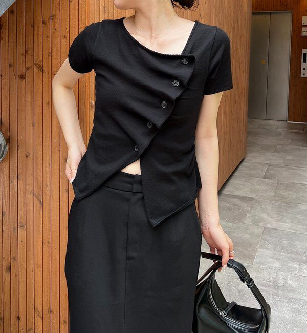  「フリルボタンチビ袖カーディガン」|カーディガン|