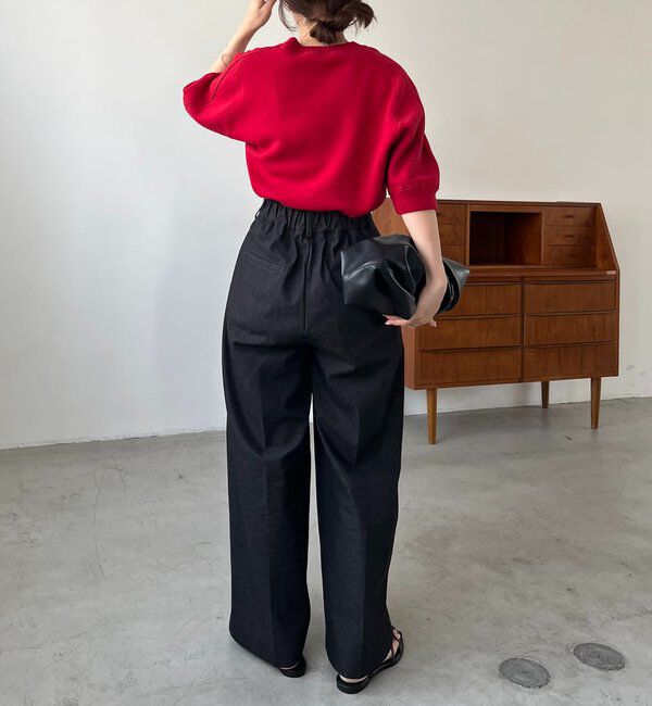  「スウェットライク半袖ニット」|ニット・セーター|