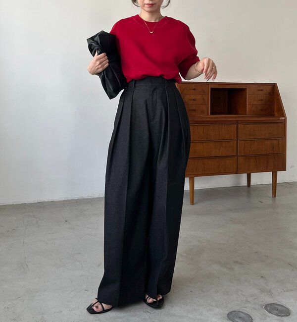  「スウェットライク半袖ニット」|ニット・セーター|