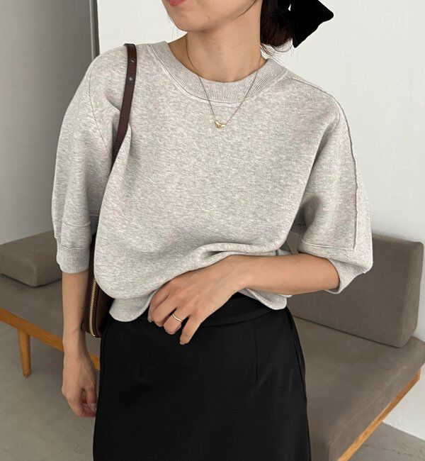  「スウェットライク半袖ニット」|ニット・セーター|