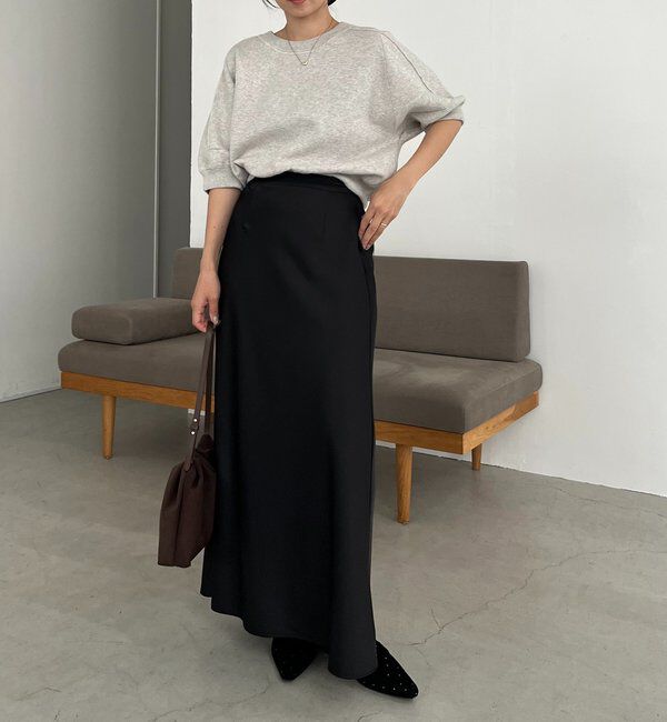  「スウェットライク半袖ニット」|ニット・セーター|