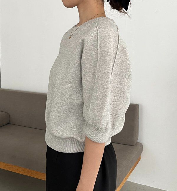  「スウェットライク半袖ニット」|ニット・セーター|