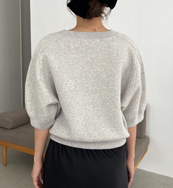  「スウェットライク半袖ニット」|ニット・セーター|