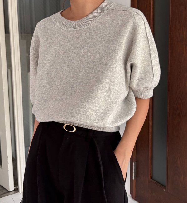  「スウェットライク半袖ニット」|ニット・セーター|