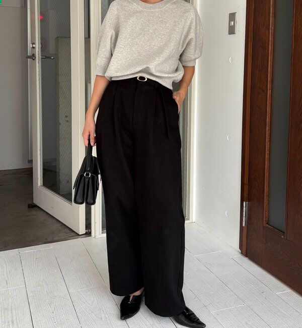  「スウェットライク半袖ニット」|ニット・セーター|