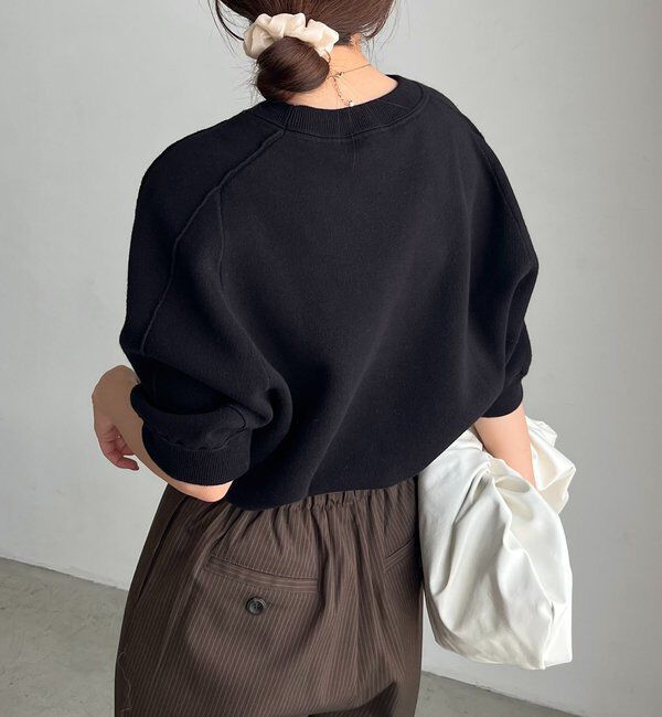  「スウェットライク半袖ニット」|ニット・セーター|