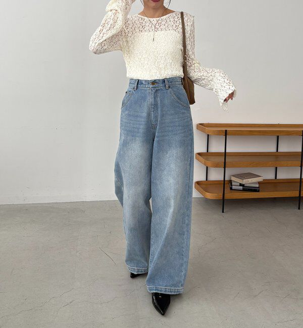  「【前後2WAY/オケージョンにも◎】レースUネックトップス」|Tシャツ・カットソー|