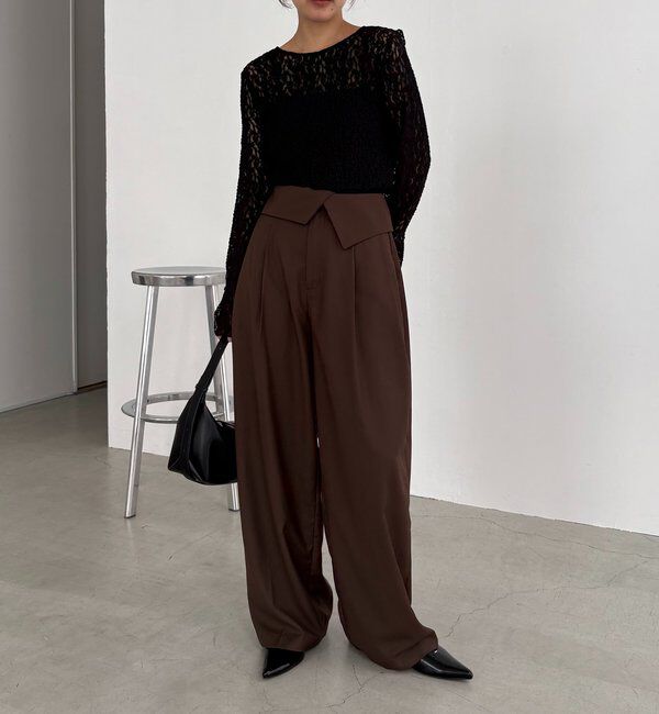  「【前後2WAY/オケージョンにも◎】レースUネックトップス」|Tシャツ・カットソー|