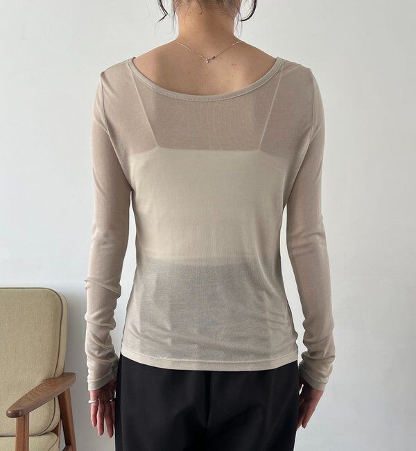  「【前後2WAY】2WAYボートネックシアーロンT」|Tシャツ・カットソー|