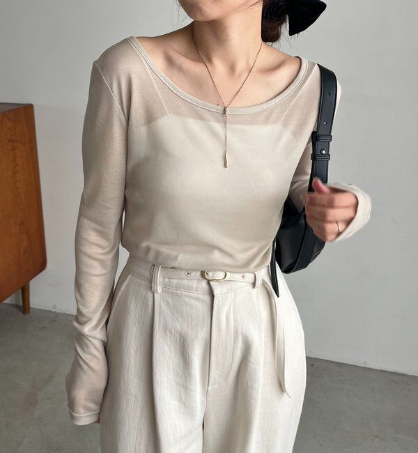  「【前後2WAY】2WAYボートネックシアーロンT」|Tシャツ・カットソー|