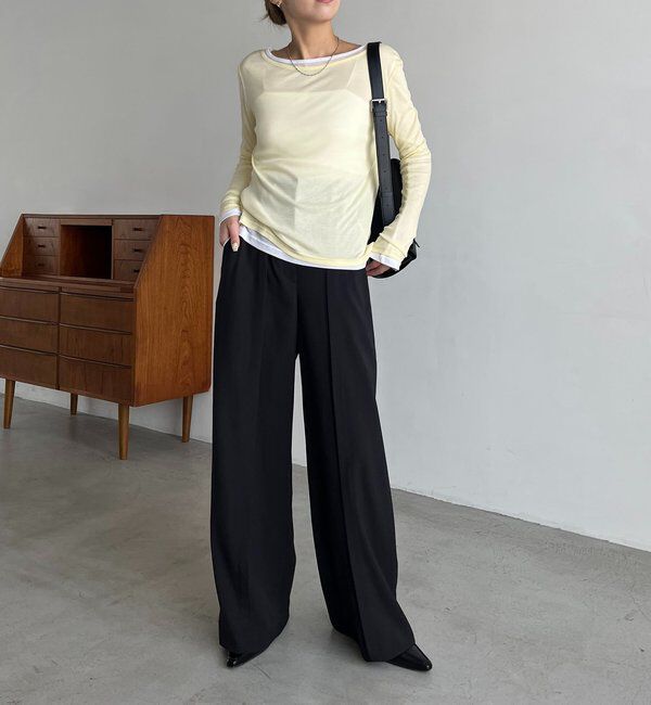  「【前後2WAY】2WAYボートネックシアーロンT」|Tシャツ・カットソー|