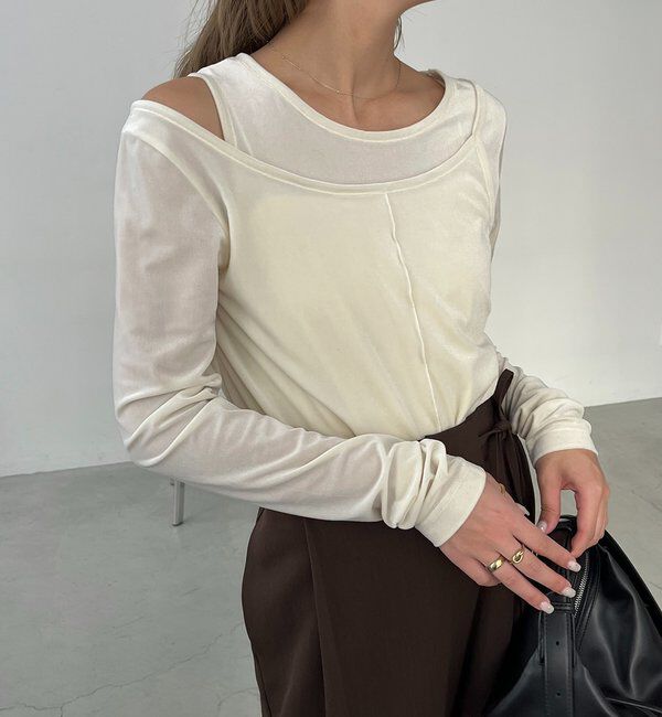  「レイヤードベロアTシャツ」|Tシャツ・カットソー|エクリュ