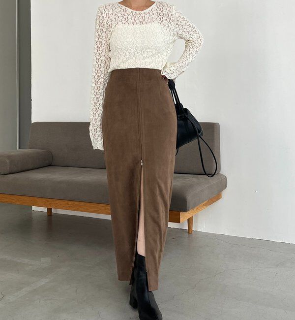  「スエードジップスカート」|スカート|