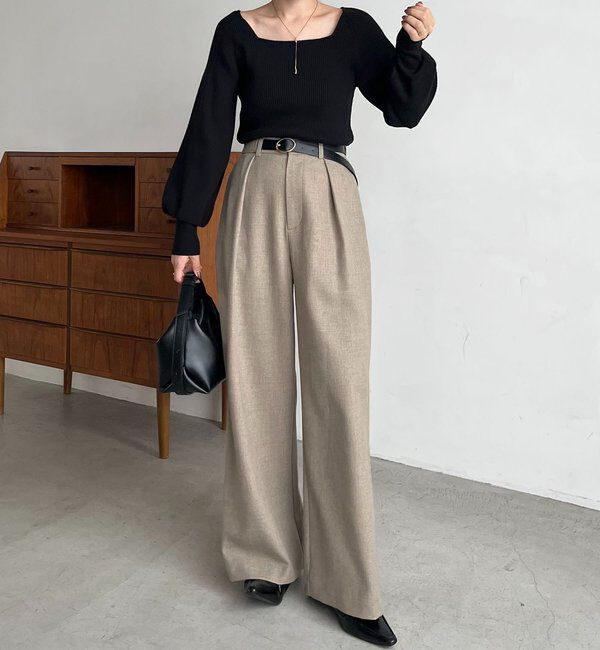  「【低身長サイズあり】アシメベルトSETパンツ」|チノ|