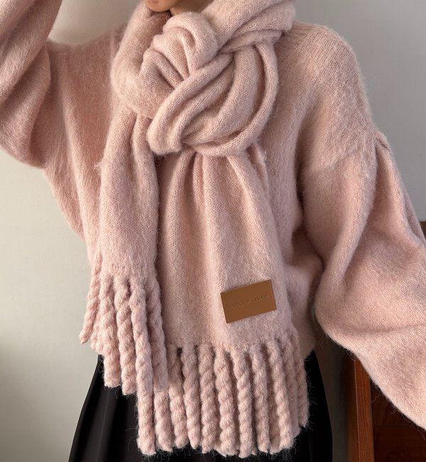  「モヘア起毛マフラー」|マフラー|ピンク