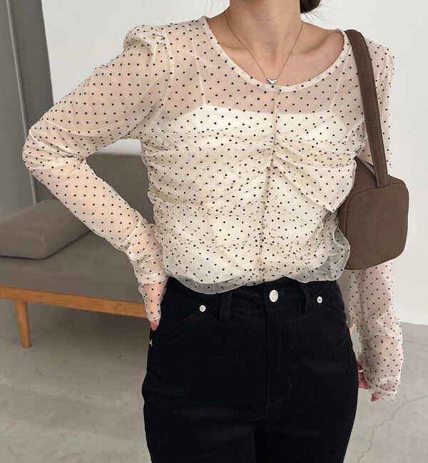  「【再販】フロッキードットブラウス」|シャツ・ブラウス|