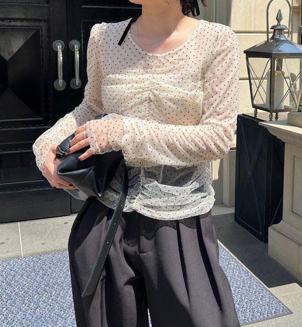  「【再販】フロッキードットブラウス」|シャツ・ブラウス|