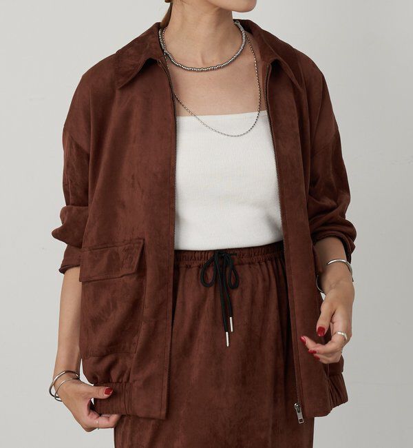  「《セットアップ着用可能》フェイクスウェードブルゾン」|ブルゾン・スタジャン|