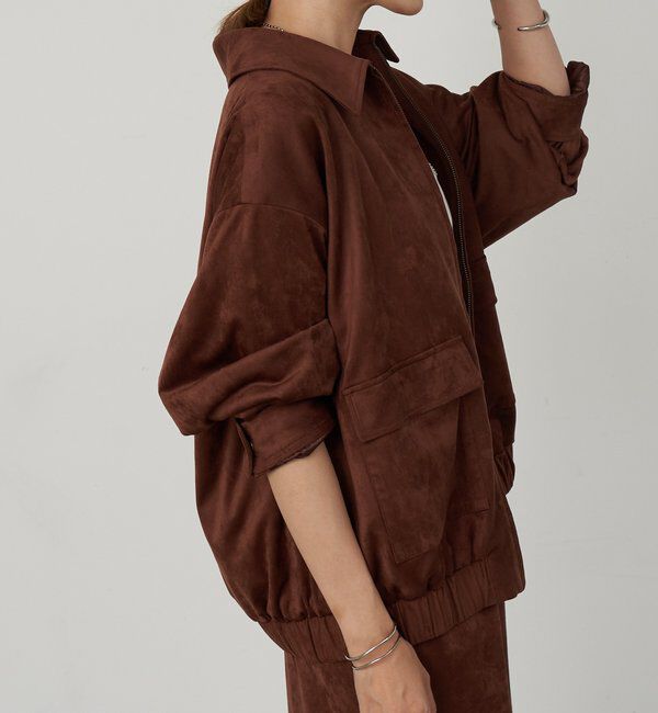  「《セットアップ着用可能》フェイクスウェードブルゾン」|ブルゾン・スタジャン|