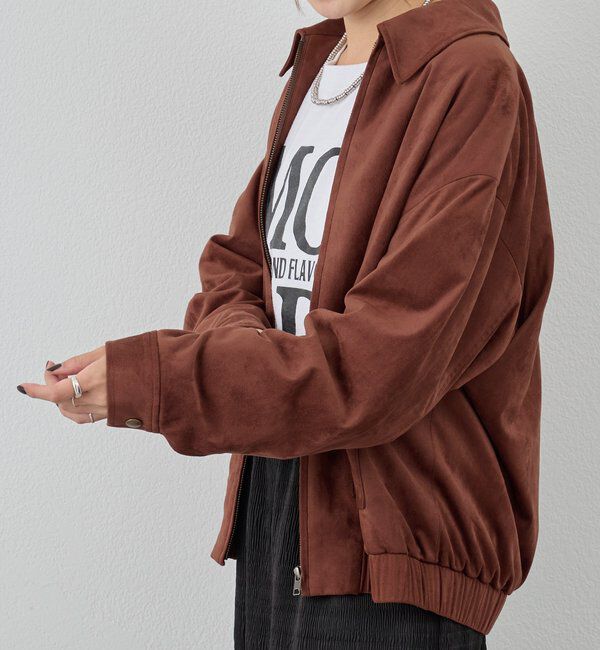  「《セットアップ着用可能》フェイクスウェードブルゾン」|ブルゾン・スタジャン|