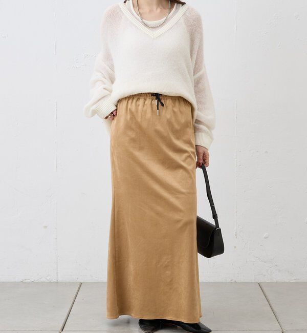  「《セットアップ着用可能》フェイクスウェードスカート」|スカート|ベージュ