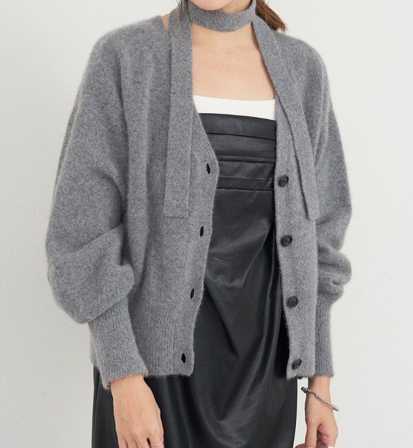  「ファーウールタイ付きカーディガン」|カーディガン|