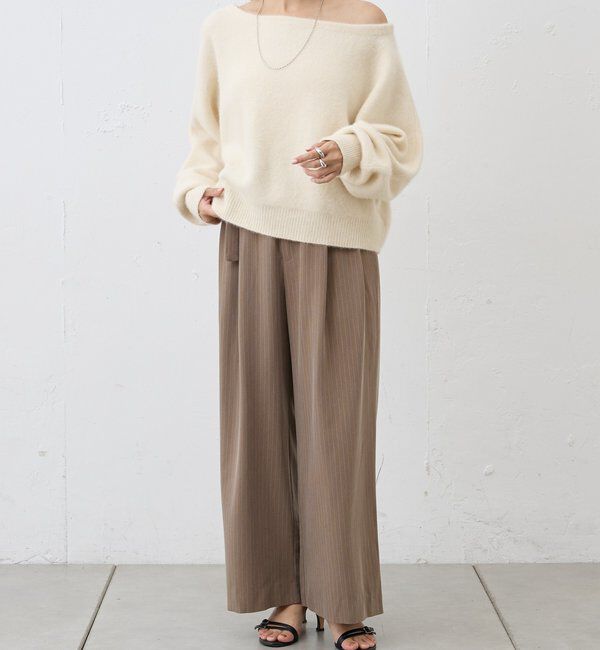  「ダブルタックストライプワイドパンツ」|チノ|