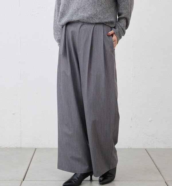  「ダブルタックストライプワイドパンツ」|チノ|