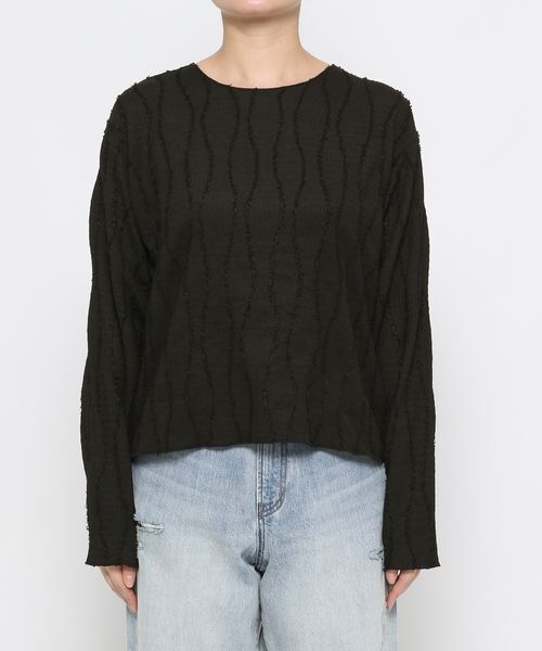 LOWRYS FARM「ジャガードフリンジＬＳ」|Tシャツ・カットソー|