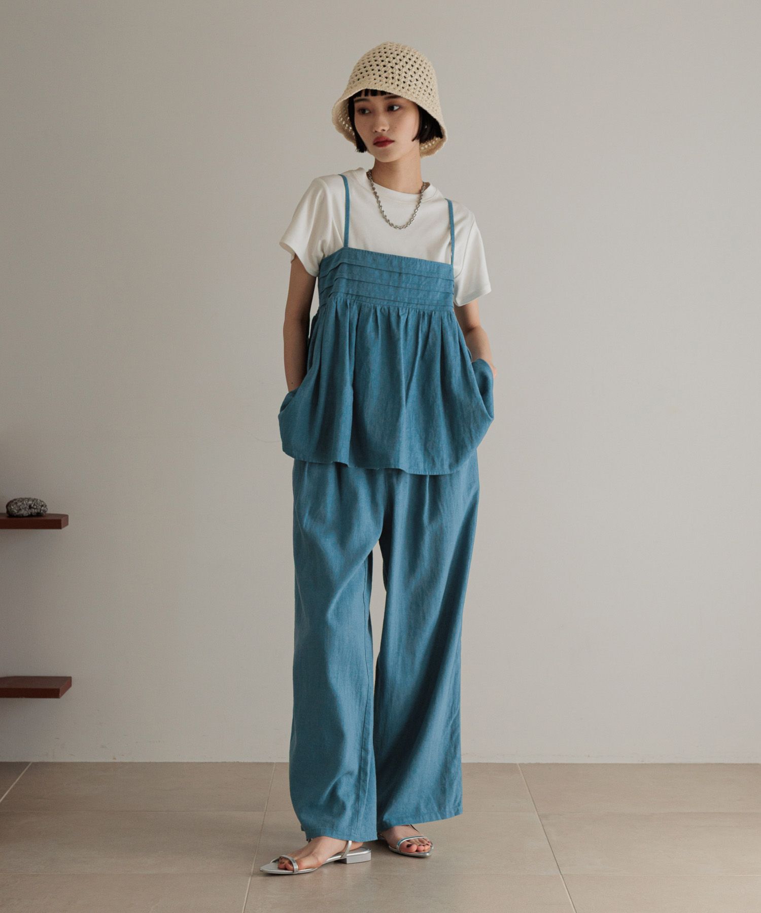 LOWRYS FARM「ノルマンディリネンワイドパンツ」|チノ|