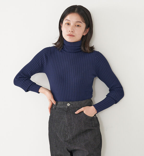 collex「タートルリブプルオーバー」|ニット・セーター|ネイビー