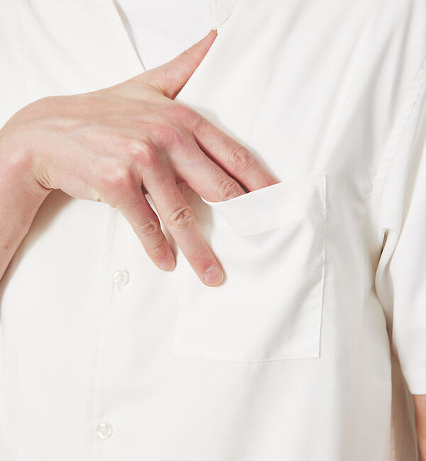 ABAHOUSE「【定番】ノーカラー Vネック 半袖シャツ」|シャツ・ブラウス|