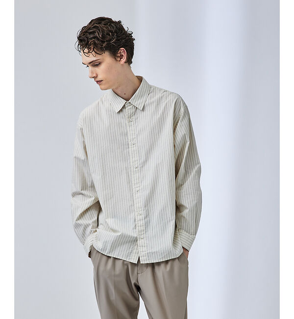 ABAHOUSE「【バイアスヨーク】オーバー ストライプシャツ」|シャツ・ブラウス|アイボリー
