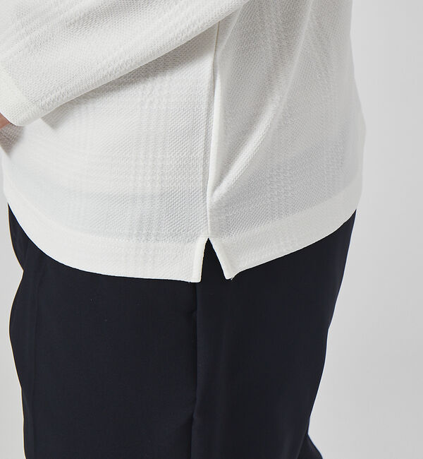 ABAHOUSE「【チェック柄】ジャガード クルーネック 長袖 Tシャツ」|Tシャツ・カットソー|