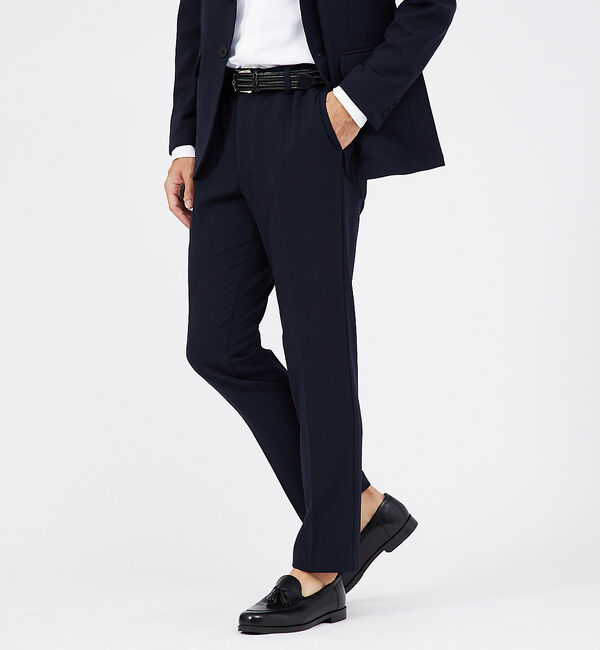 ABAHOUSE「【セットアップ対応】シルキータッチ ウォッシャブル  スラックス」|スラックス|ネイビー