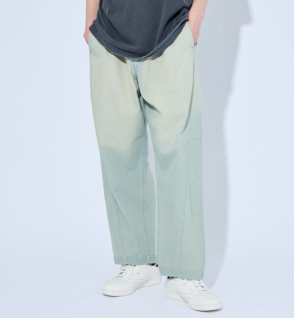 ABAHOUSE「【ヴィンテージ加工】 LIGHT CURVED DENIM /ワイドデニム/ライ」|デニム|ベージュ系その他1