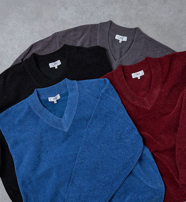 ABAHOUSE「【AH ABAHOUSE】ハイゲージモール クロップド Vネックニット」|ニット・セーター|