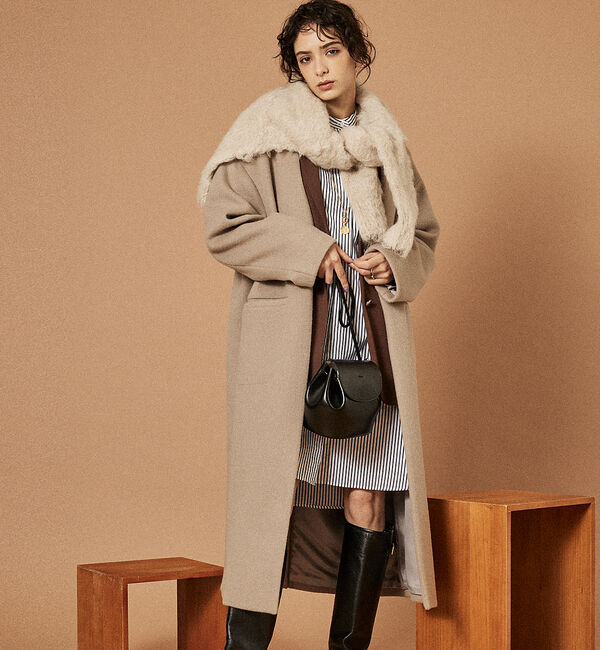 Rouge vif「ノーカラー ロングコート」|ノーカラーコート|