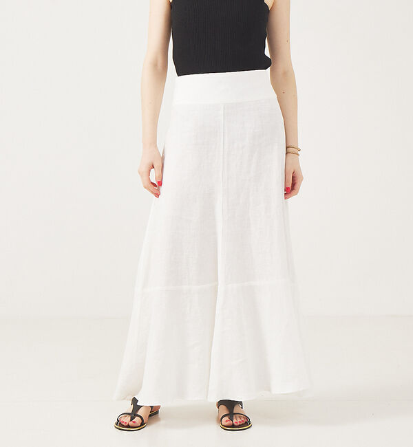 Rouge vif「【セットアップ対応】麻製品染マキシスカート」|スカート|ホワイト