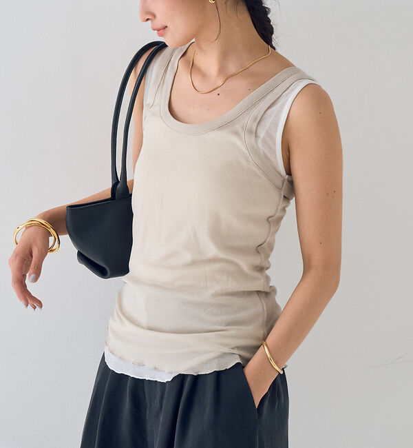 Rouge vif「【2枚セット】レイヤードカットタンクトップ」|キャミソール|ベージュ