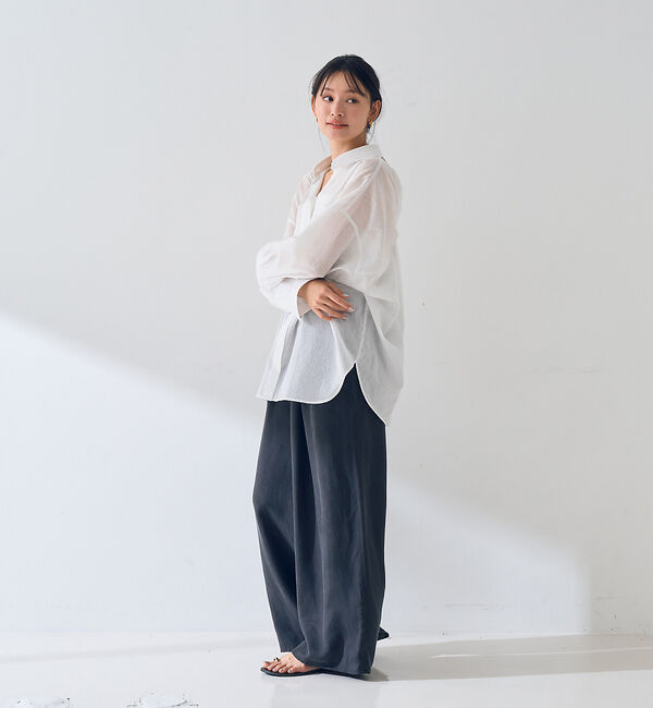 Rouge vif「【新色登場！】バックツイストピンストシャツ」|シャツ・ブラウス|