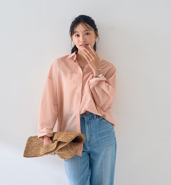 Rouge vif「【新色登場！】バックツイストピンストシャツ」|シャツ・ブラウス|