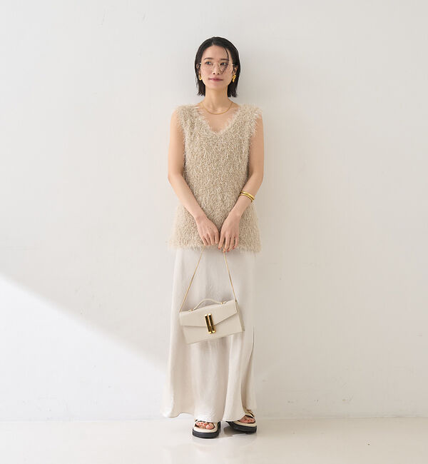 Rouge vif「コンビフェザーニットベスト」|ニット・セーター|