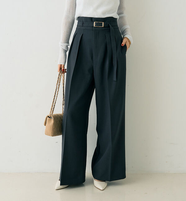 Rouge vif「【一部店舗限定】【3サイズ展開】ベルト付きハイウエストタックパンツ」|その他|