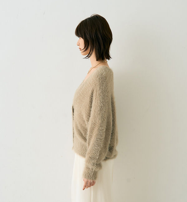 Rouge vif「【2点セット】ファーニットカーデ&times;リブニットキャミ アンサンブル」|カーディガン|