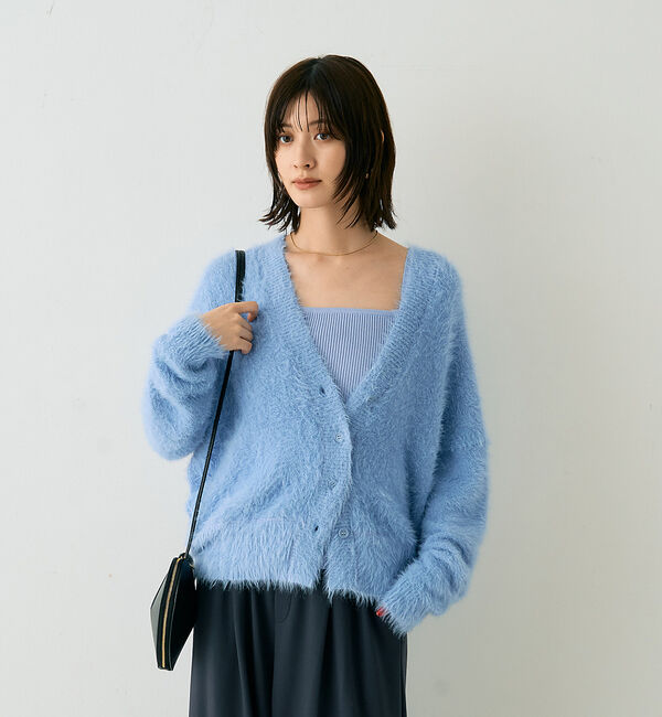 Rouge vif「【2点セット】ファーニットカーデ&times;リブニットキャミ アンサンブル」|カーディガン|