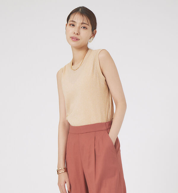 qualite「ツィストテレコノースリーブ」|Tシャツ・カットソー|オレンジ