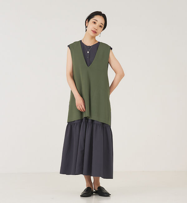 qualite「ソフトタフタティアードワンピース」|ワンピース|